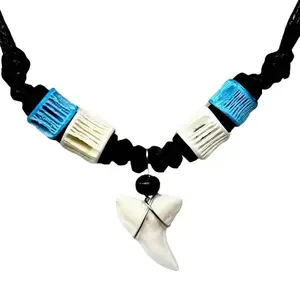 Fossilized Shark Tooth Necklace Handmade Unisex Pendant Ocean Lover Gift Fashion Casual Trendy Jewelry Versatile All-Match Cute Accessory