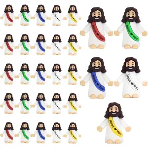 30 Pcs Mini Jesus Figurines Bulk Little Jesus Love You Pocket Mini Figures for Hide and Seek Sunday School Religious Party Gift Easter Egg Stuffers