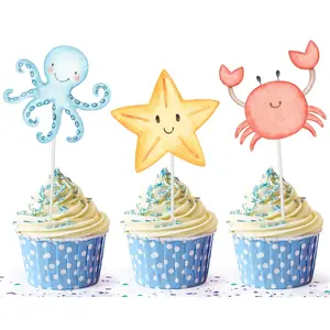 Under the Sea Cupcake Toppers - Dive into a World of Fun with Whimsical Ocean-Themed Party Decor!