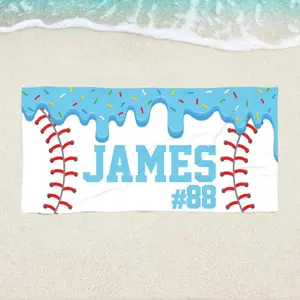 1pc Custom Baseball Drip Beach Towel Drip Baseball Team Gift Baseball Ice Cream Drip Towel Baseball Player Sport Team Towel