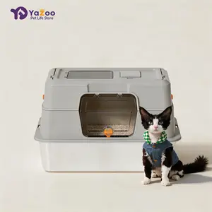 Fully enclosed stainless steel cat litter box Stainless Steel Fully Enclosed Cat Litter Box, Large Drawer Type Odor Control Cat Toilet, Anti-Splash & Easy Clean for Indoor Cats