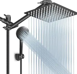Lionsrevolt™ High Pressure Shower Head Combo, 8 Inch High Pressure Rain With 11 Inch Adjustable Extension Arm