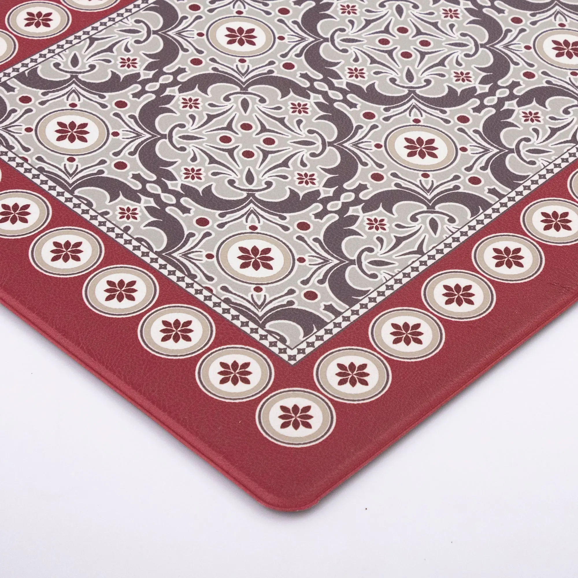 Vinyl Foam Kitchen Mat with Sophisticated Carpet Design Red