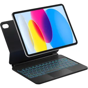NeoMagic  Keyboard Case for iPad 10th Generation 10.9 inch/11th Generation 2025 A16 11 inch, Floating Cantilever Stand, 7-Color Backlight, with Trackpad, Magic-Style Keyboard, Black