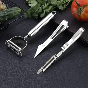 Stainless Steel Peeler Set, Lightweight Multi-Functional Kitchen Utensils Tools, Potato Peelers, Fruit and Vegetable Slicer Kit, 3-Piece Knife Set