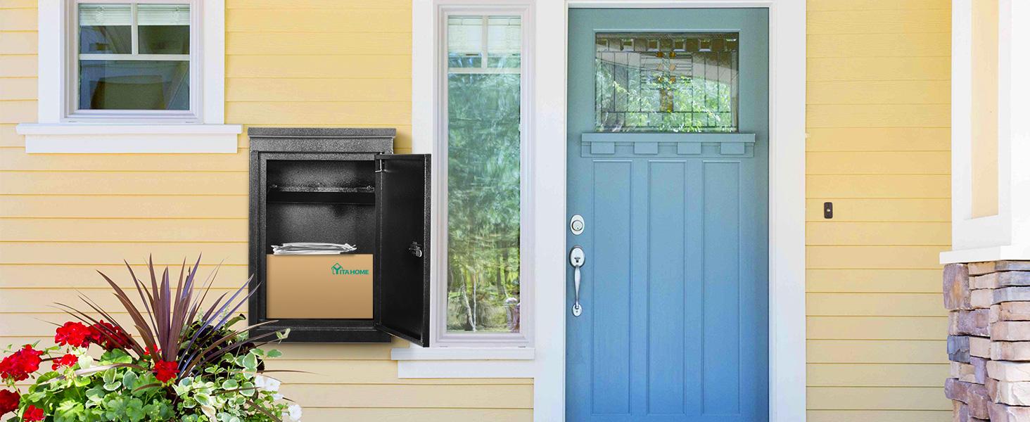 YITAMOTOR Outside Package Delivery Box, 19.7x13.4x8.7 inch Outside Package Drop Box with Coded Lock, Locking Mailbox for Outside Home Garden, Office, School to Collect Package and Mail Organiser Racks