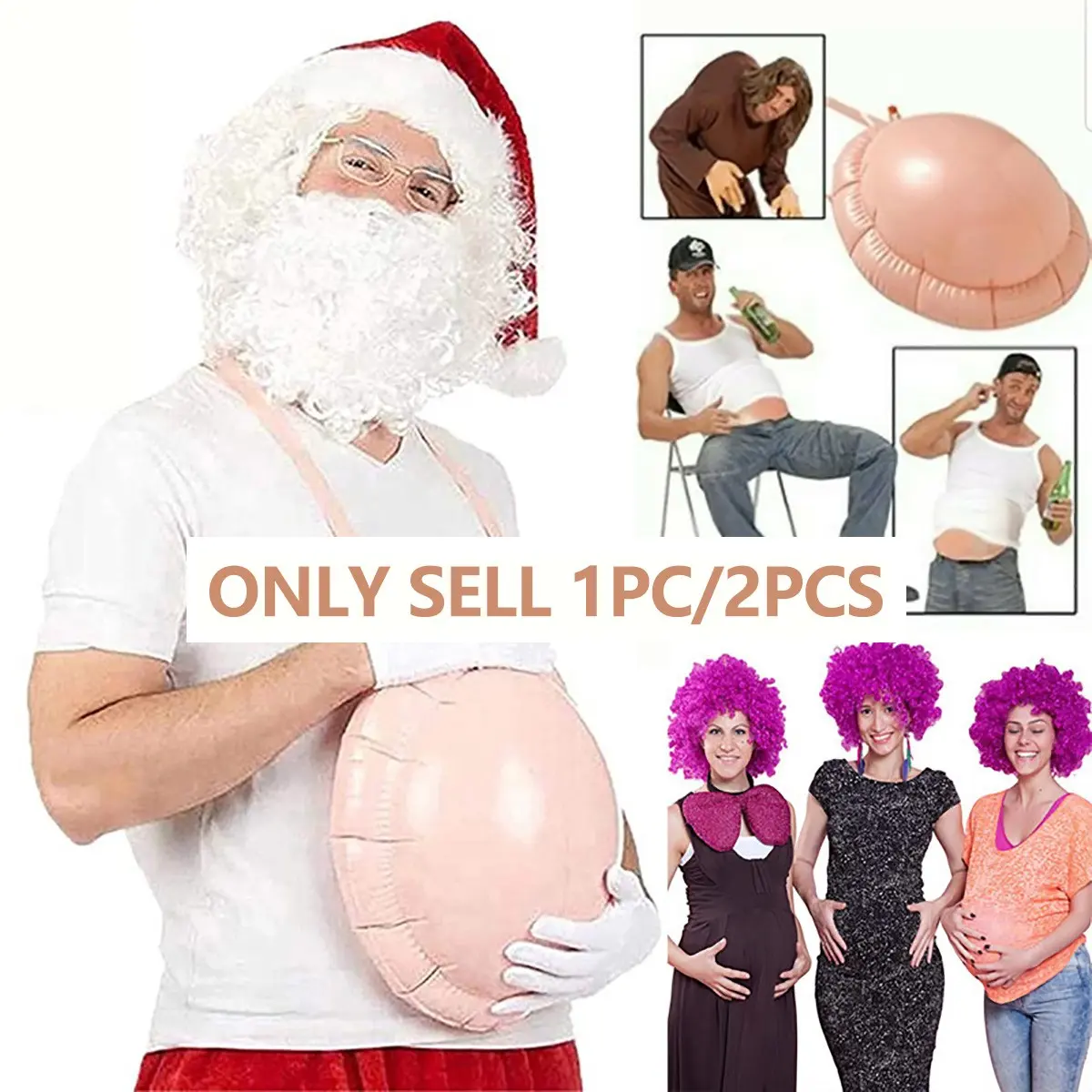 Inflatable Pregnant Belly, PVC Material, Realistic Pregnancy Prop, Party Entertainment Item, Fun Decoration, Party Supply, 1 Piece/2 Pieces