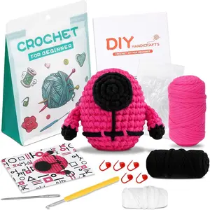 Amigurumi Crochet Kit for Beginners | Complete DIY Starter Set with Easy Yarn, Lightweight Hooks, Step-by-Step Video & Pattern | Learn to Make Cute Character Toys | Ideal for Kids & Adults