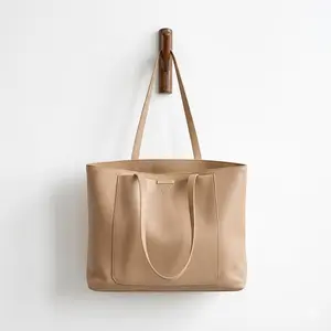 Premium Pebbled Leather Tote Bag Minimalist Chic Everyday Work Handbag