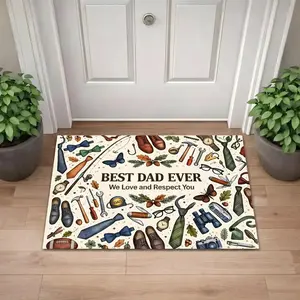 Personalized Best Dad Ever Doormat, Unique Father's Day Gifts from Kids. Custom Tools and Ties Pattern Door Mat, Non-Slip Indoor Outdoor Rug for Home Entrance Front Porch Decor.