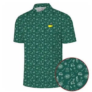 Masters Pattern Green Stripe Golf Polo Shirt Mens Lightweight Shirt