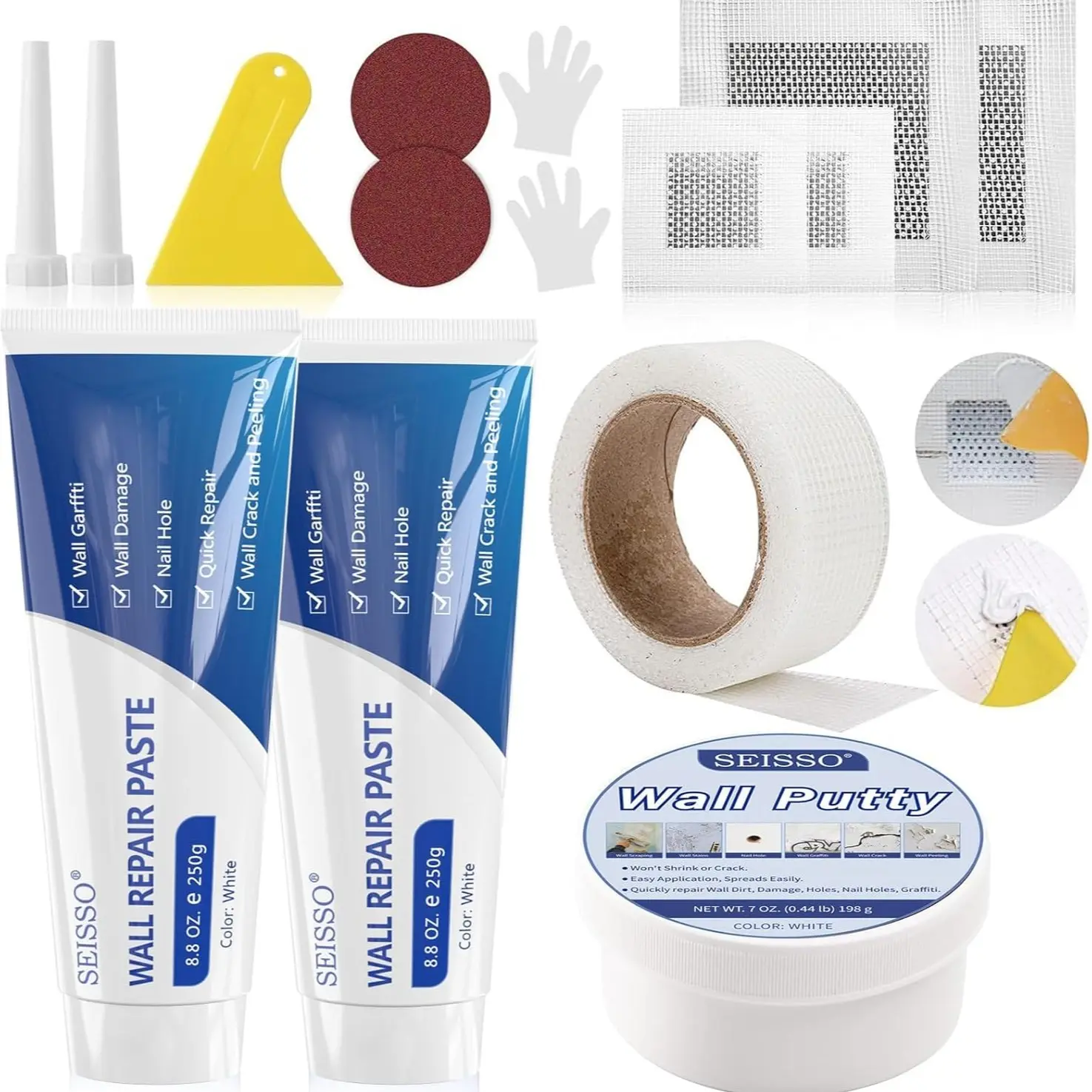 2x250g paste+200g putty 4patches tools+accessories