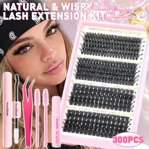 Lash Clusters, Eyelash Clusters, Wispy Lash Extension 60D 80D, D Curl Volume Individual Lashes 10-16mm, Cat Eye Round Eye Natural Look Waterproof Cluster Lashes for Summer, Back to School Makeup Tool, DIY Lash Extension with Bond & Seal, DIY Lash Kit