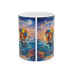 Autism Awareness Mermaid Heart mug | Ceramic Coffee Cup