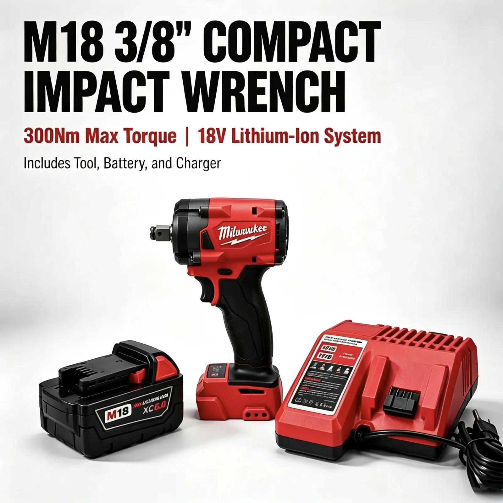 Milwaukee 3/8 Cordless Impact Driver Brushless Impact Drill Car Truck Repair Screwdriver Tools with Battery M18 compact speed