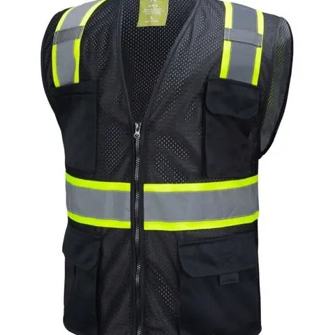 Black Two Tones Safety Vest ,With Multi-Pocket Tool