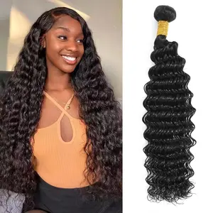 Brazilian 100% Unprocessed Virgin Human Hair Deep Wave Loose Deep Wave Bundles Sew In Quick Weave Extensions for Women Natural Color