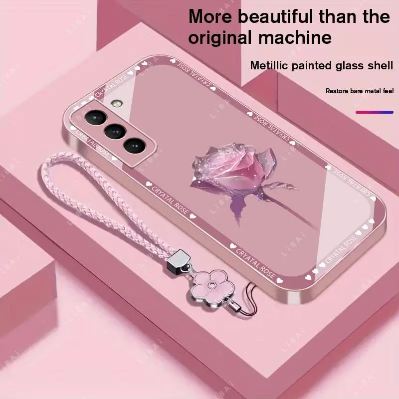 Suitable for [Galaxy S21+ 5g] Brand new premium phone case, Free four-leaf clover lanyard，drop-proof and fingerprint-resistant，simple and elegant design，multiple colors available YM99