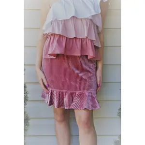 Pink Velvet Burnout Skirt Bottom