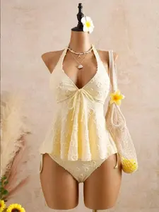 LAFERLIN Women's Relaxed Vacation Polka Dot Textured Fabric Camisole Bikini Top Bathing Suits For Women Pink Vacation Bathing Suits Woman Pink Swimwear Seashell Bathing Suit Halter Swimwear Pink Bathing Suit Lace Swimwear Vintage Swimwear