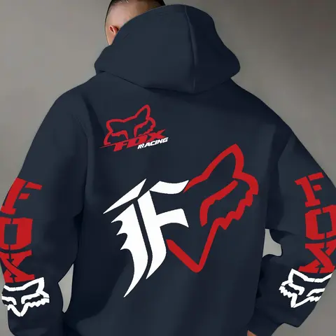 Men's Fall Winter Hooded Sweatshirt, Letter Print, Drawstring and Kangaroo Pocket Design, Casual Street Fashion