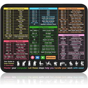 Small Excel Cheat Sheet Desk Pad - Portable Square  Pads for Desk/Excel/Word/PowerPoint/Windows Shortcuts | Excel Cheat Sheet Gaming Mousepad |  Office Accessories Decor |10.3"x8.3"