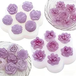 A two-piece set of 14 succulent plants, floral patterns, Diy Rose Flower, used for making aromatherapy candles, resin crafts, soap, clay, decorations, home decor - durable and easy to clean; petal design Artificial Flower Set