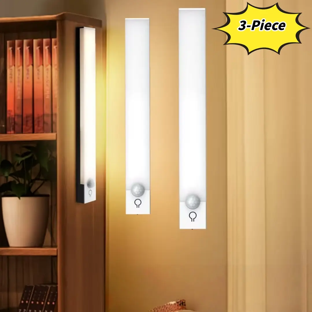 3-Piece Motion Sensor LED Light Set, Rechargeable Magnetic Night Lamp, Three Color Temperatures, Adjustable Brightness, Battery Powered, Smart Lighting