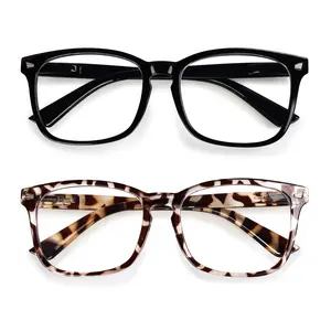 SUNVOES 2 Pack Blue Light Blocking  Spring Hinge For  Men Unisex - Anti Eyestrain/Glare/Dryness/UV/, Computer Gaming ,   High-Quality Premium Textured Unisex Accessory. Geometric Double Beam durable flat eyewear  Reading Glass