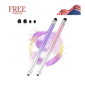 Stylus Pen for Touchscreen, Dual-end High Sensitivity for iPhone/iPad/Android/Tablets, 2 Pack-Pink, Purple