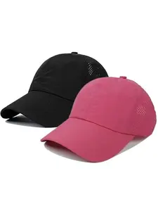 2Pack Criss Cross Ponytail Hat Washed Distressed Mesh Womens Baseball Cap Dad Hat Ponytail Hat for Women Breathable Cap