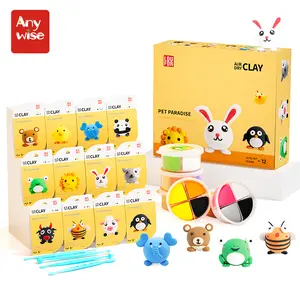 Anywise Air DIY Clay - Cute Pet Team Air Dry Clay 12 Boxes - Soft & Ultra Light, Safe & Non-Toxic - Ideal for Crafting & Educational