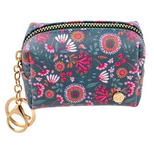 Teal Floral Keychain Pouch