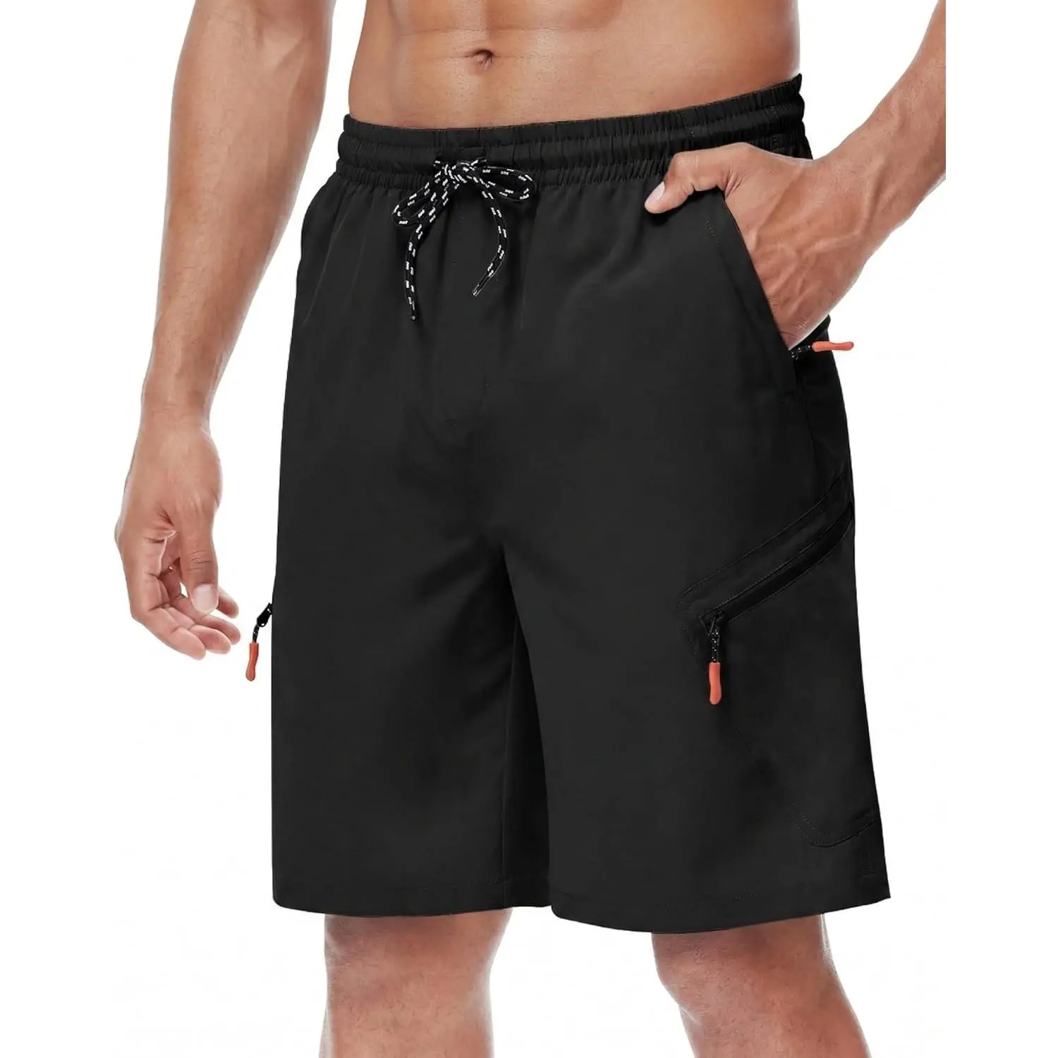 Men's Quick-Dry Ripstop Cargo Shorts with Elastic Waist and Anti-Theft Zipper Pockets for Hiking & Outdoor Travel, Men's Shorts, Hiking Shorts, Ripstop Fabric
