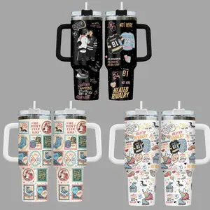 HeatedRivalry Tumbler 40oz,  Bookish Love Hockey Stamp Tumbler 40oz with Handle, Cute Romance Hockey Mug, Birthday Gift