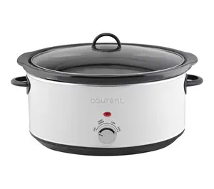 7 Quart Oval Slow Cooker, Keep Warm/Low/High Settings, White