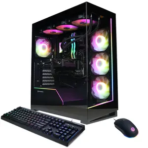 CyberPowerPC SLC11440CPG Gaming Desktop PC, AMD Ryzen 9 9900X, 32GB DDR5, Radeon RX 9060 XT 16GB, 2TB PCIe 4.0 NVMe SSD, WiFi/BT, RGB Gaming Keyboard/Mouse & Windows 11 Home