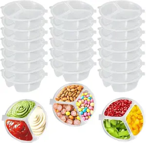 20 Piece Container Set, Reusable Snack Containers with, Lids Three Compartment Sauce, Mini for Kids and Adults, Disposable Snack Packaging Containers