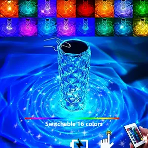 Crystal Diamond Rose Desk Lamp Remote Control Touch Bedlight LED Night Light Bedside Light Dimmable USB Charging Home Office Dating Venue Party Decoration