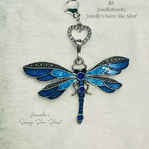 Majestic royal sapphire blue dragonfly clip on zipper charm for jackets and bags fashion accessory