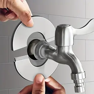 Stainless Steel Faucet Escutcheon Plate, Chrome Finish Pipe Cover, Universal Fit for 1/2" & 3/4" Pipes, Rustproof & Durable, Easy to Install Water Pipe Decorative Cover