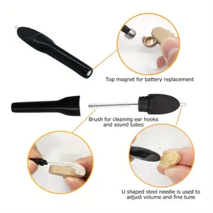 10pcs Hearing Aid Cleaning Brush Portable Hearing Amplifier Brushes with Wax Loop and Magnet
