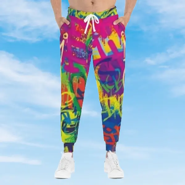 Graffiti Neon Athletic Joggers — Colorful Urban Streetwear Sweatpants
