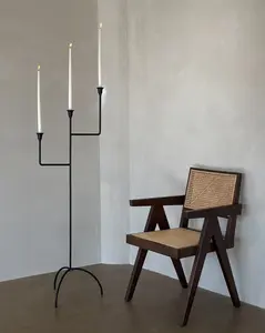 Bardot Hammered Iron Floor Candelabra - 56" Tall Tiered Candleholder