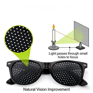 Unisex Pinhole Glasses for Vision Training & Eye Fatigue Relief Lightweight Black Frame Anti-Myopia Astigmatism Correction