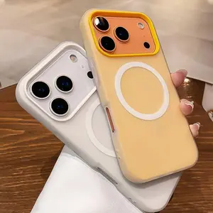 Phone Case - Luxury Candy-Colored 2-In-1 Magnetic Phone Case Compatible for Iphone 17 Pro Max, Air 16, 15, 14, 13, 12 Pro Max Plus Protective Cover, Frosted Soft Shell with Magnetic Wireless Charging, Shockproof Back Cover for 17 Pro Max