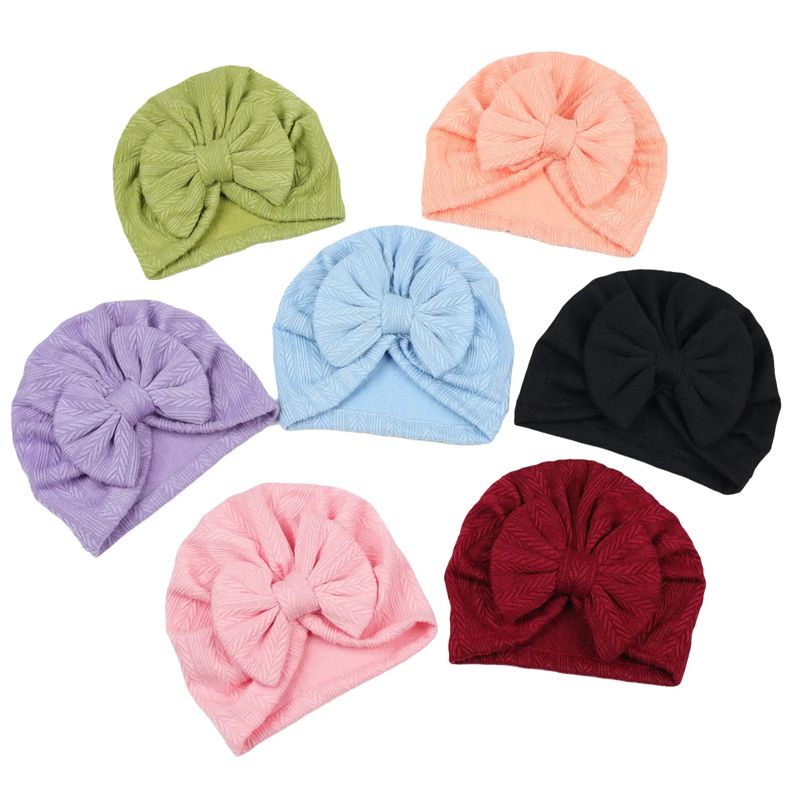Baby Turban Hat, Big Hair Bow Knotted Headwrap Soft Newborn Hospital Hat for Boys Girls beanies