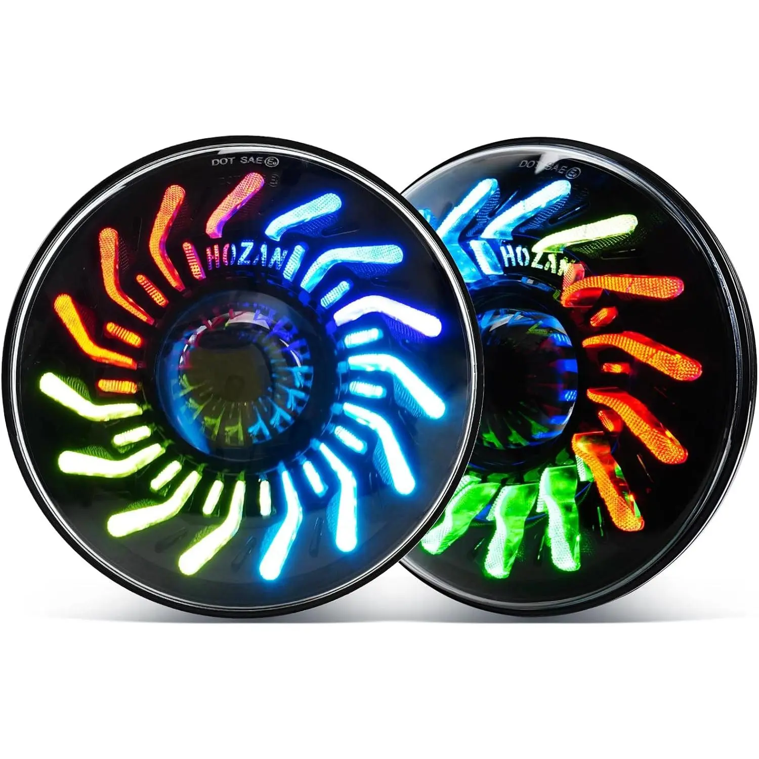 7inch JK Headlights Round Chrysanthemum Petal RGB DRL Compatible with Wrangler JK JKU TJ LJ