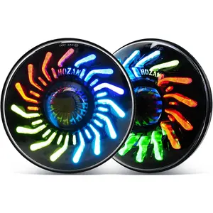7inch JK Headlights Round Chrysanthemum Petal RGB DRL Compatible with Wrangler JK JKU TJ LJ