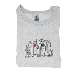 Books Embroidered Cotton Sweatshirt, Books Sweater Pullover Classic Womenswear